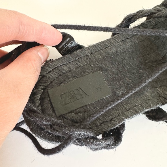 Zara Black Woven Braid Lace-Up Flat Espadrilles - Picture 8 of 9